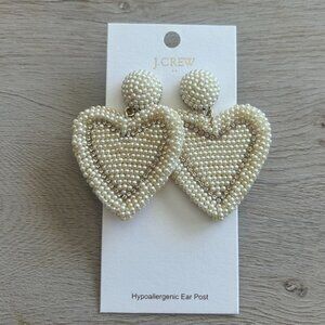 J. Crew Beaded Heart Statement Earrings